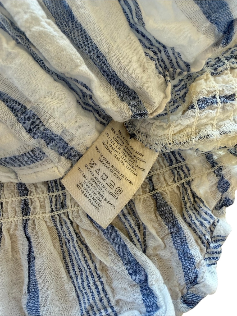 Maeve Bellamy Button Down Smocked Stripe Blue & White - Picture 7 of 10
